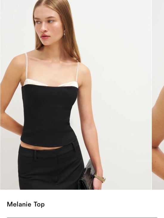 Reformation Tops - Charcoal / Cream Reformation Melanie Top